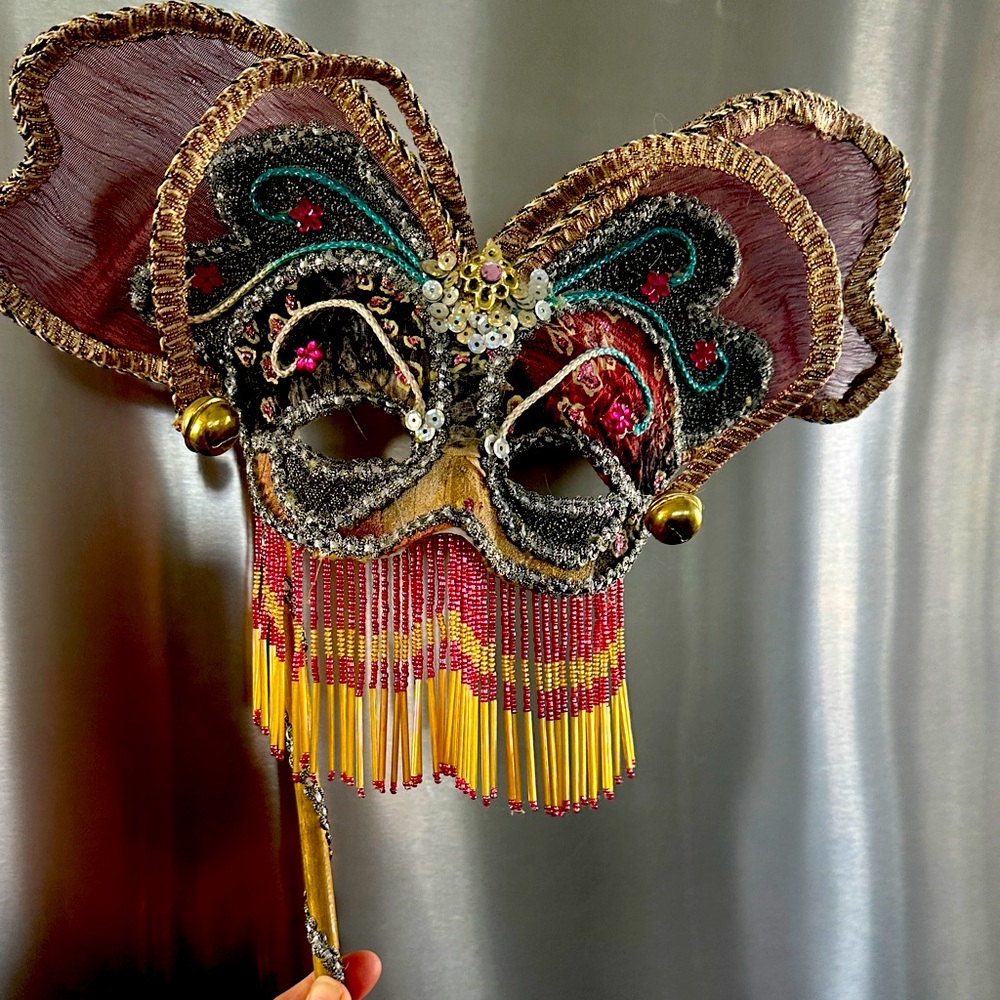 BoHo Handmade Mardi  Gras Face Mask Whimsical Venetian Masquerade style
